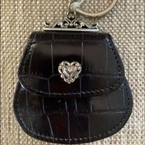 Brighton Black Leather Coin Purse Keychain